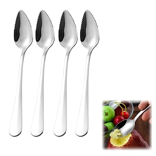 Grapefruitlöffel,Kiwi Spoon,Löffel Mit Zacken,Kiwi Löffel,Grapefruitlöffel Edelstahl,Babynahrungsergänzung Fruchtlöffel,Dessertlöffel,Obstlöffel Mit Wellenschliff,Für Kiwi,Äpfel,Grapefruits,4PC,Kiuiom