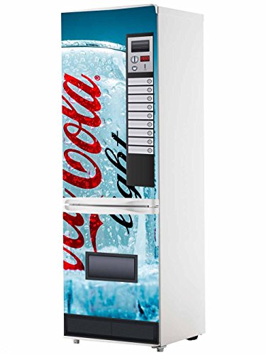 Vinyl Stickers Verkaufsautomat Cola-Cola Light-Blau für Kühlschrank. | Kühlschrank Aufkleber | Verschiedene Maße 185 x 60 cm | Klebstoffbeständig und einfache Anwendung | Stilvoller Design-dekorativer