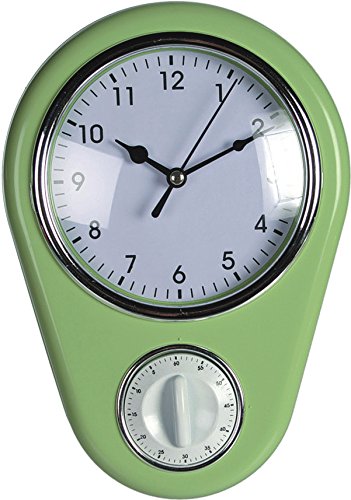 ootb Retro 50er Jahre Design Wanduhr Kitchen mit Timer grün